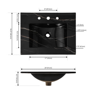 Ancillary 3-Hole 20 in. W x 18.25 in. D Classic Contemporary Rectangular Ceramic Single Sink Basin Vanity Top